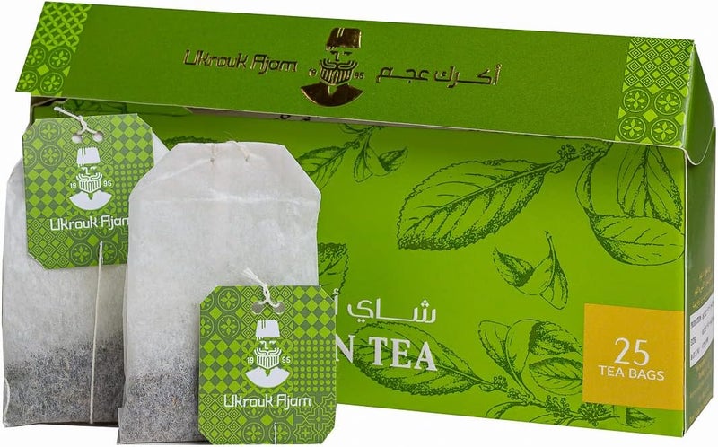Ukrouk Ajam Pure Ceylon Green Tea - 25 Tea Bags - Image 2